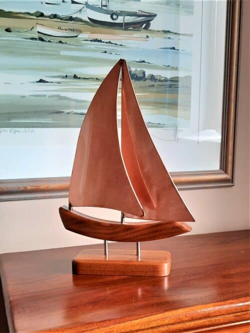 This Zanzibar is a Limited Edition Yacht Model designed in Copper & Stainless Steel, inspired by a child's drawing of a sailing boat by Grant Designs.