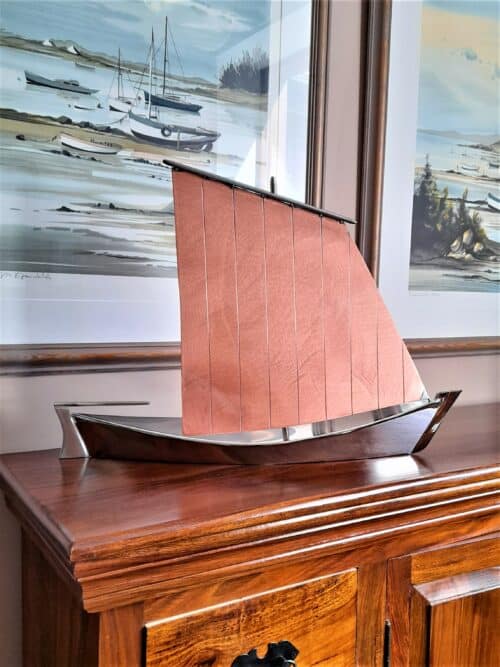 Nolwenn - Classic Stainless Steel Yacht Model inspired by the Traditional Sailing Boats of the Pink Granite Coast in Brittany and Gulf of Morbihan by Grant Designs.