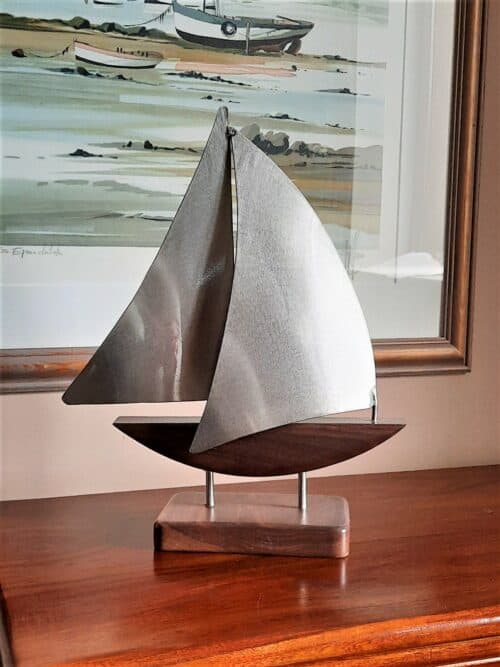 This Zanzibar is a Limited Edition Yacht Model designed in Stainless Steel, inspired by a child's drawing of a sailing boat by Grant Designs.