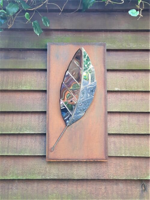 Rustic Leaf is one of our Stainless Steel Garden Sculptures, designed to be wall mounted set within a contrasting mild steel frame. This sculpture features a highly polished Stainless Steel leaf which emerge from the outline of the mild steel background fixed at the stem.