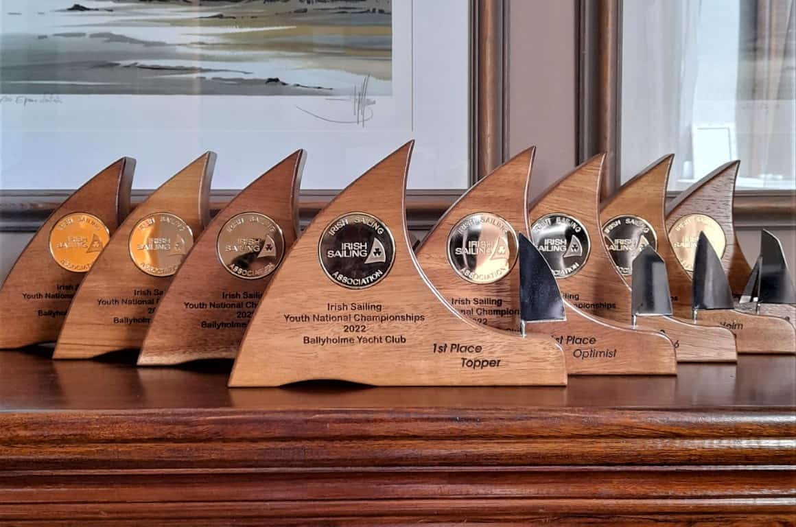 Handmade sailing trophies for The Irish Sailing Youth Championships which took place at Ballyholme Yacht Club over weekend 22nd to 24th April.