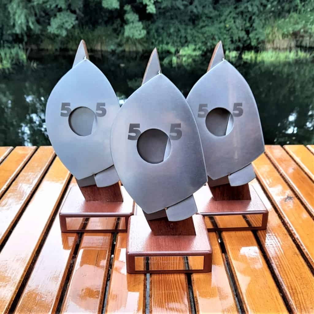 505 Worlds Championships Trophies handmade in Stainless Steel & Walnut by Grant Designs for Royal Cork Yacht Club 2022