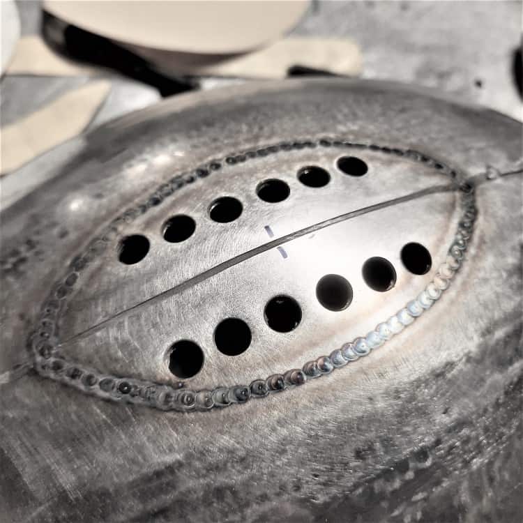 Making a Stainless Steel Rugby Ball with copper stitching detail by Grant Designs

