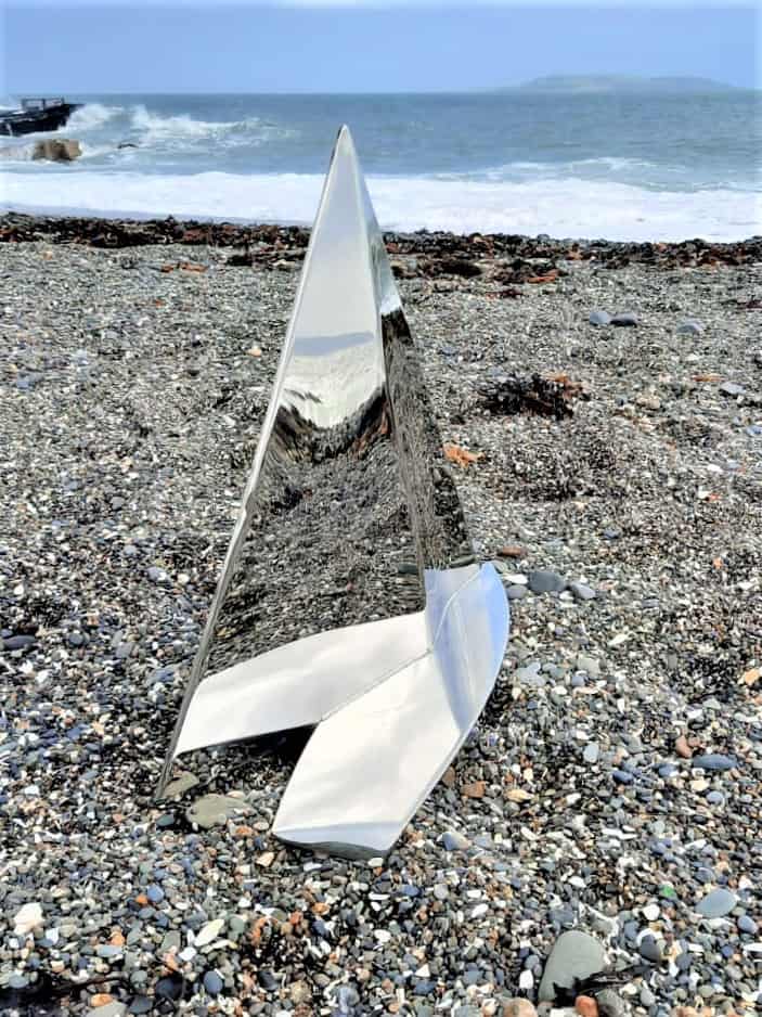 'Solano' Stainless Steel Yacht Sculpture, imagined as a unique standalone sculpture for those who share a passion for sailing or simply love the sea by Grant Designs.