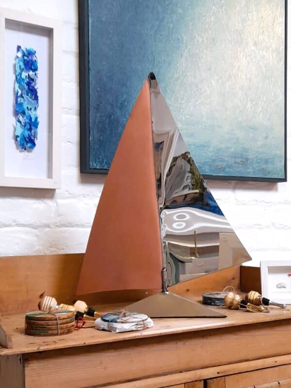 Khamsin Yacht Sculpture in Stainless Steel and Copper by Grant Designs