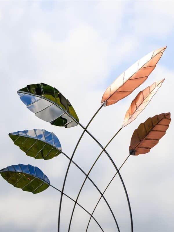 Northwind Stainless Steel & Copper Sculpture from the Cardinal Leaf Sculpture Collection on view at the Ballymaloe Sculpture Exhibition 2025 by Grant Designs