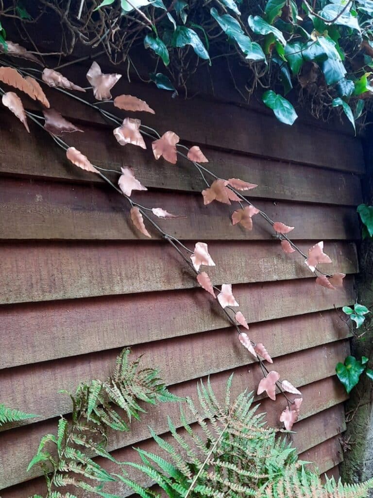 Single Ivy Tendril Copper Sculpture and Stainless Steel Sculpture by Grant Designs