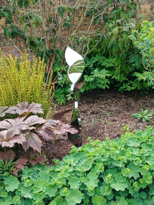 Harlequin Stainless Steel Sculpture at ForM Sculpture Exhibition 2026 in the Walled Garden of Bangor Castle